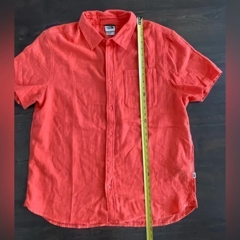 THE NORTH FACE Loghill Jacquard Short Sleeve Shirt Cotton‎ Hemp Orange Size XL